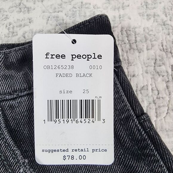 NWT Free People Faded Black Ragged Edge Denim Skirt Size 25 - Picture 2 of 5